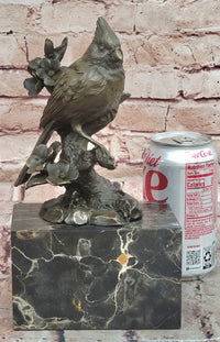 Bronze Statue Animal Sculpture Bird Desk Top Decor Marble Base Figurine