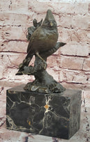 Bronze Statue Animal Sculpture Bird Desk Top Decor Marble Base Figurine