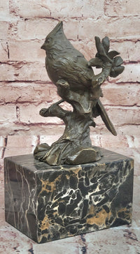 Bronze Statue Animal Sculpture Bird Desk Top Decor Marble Base Figurine