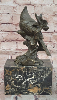 Bronze Statue Animal Sculpture Bird Desk Top Decor Marble Base Figurine