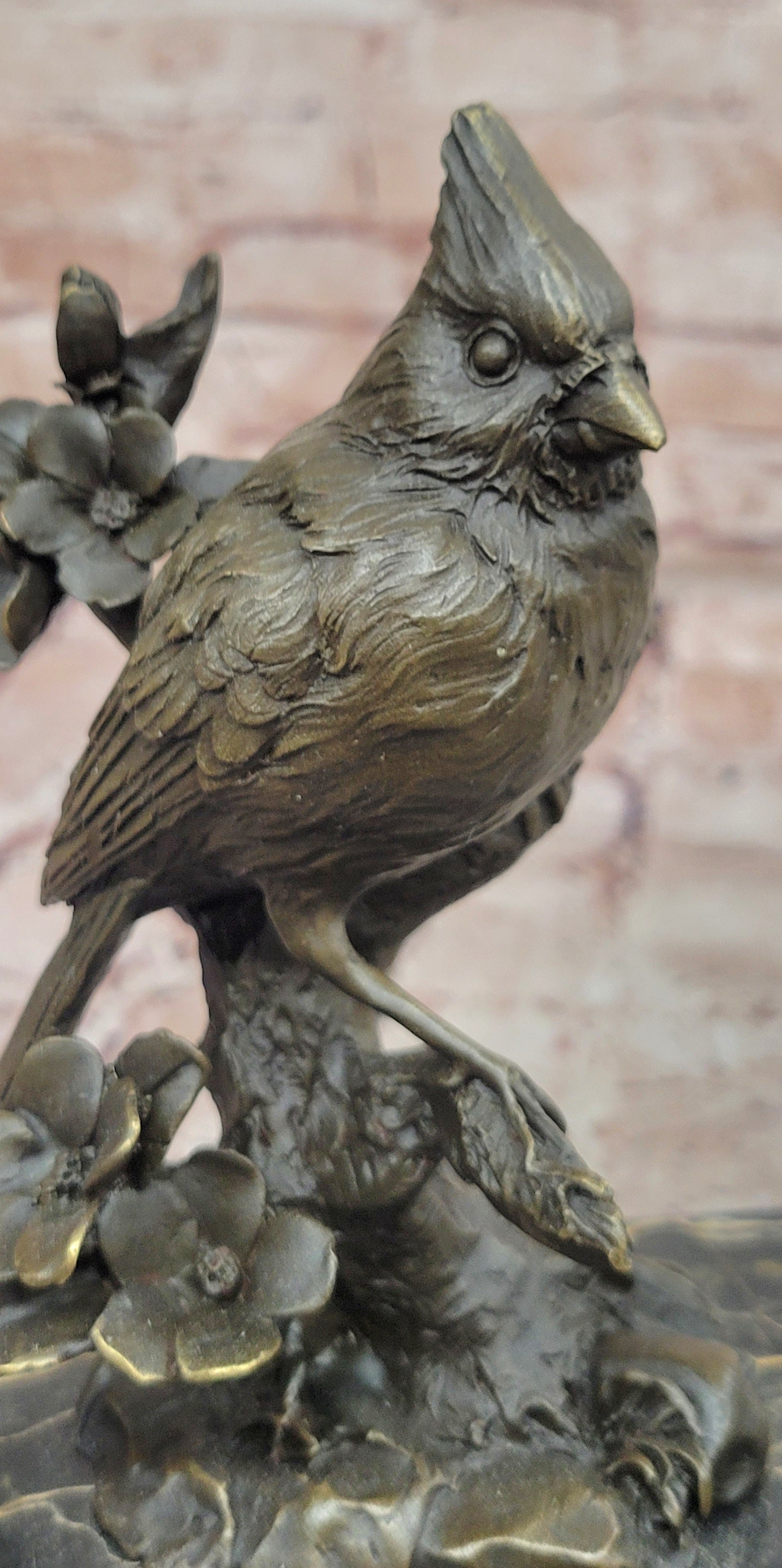 Bronze Statue Animal Sculpture Bird Desk Top Decor Marble Base Figurine