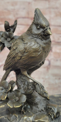 Bronze Statue Animal Sculpture Bird Desk Top Decor Marble Base Figurine