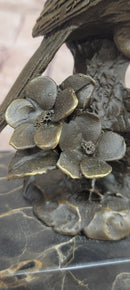 Bronze Statue Animal Sculpture Bird Desk Top Decor Marble Base Figurine