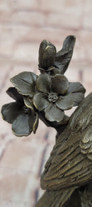 Bronze Statue Animal Sculpture Bird Desk Top Decor Marble Base Figurine