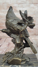 Bronze Statue Animal Sculpture Bird Desk Top Decor Marble Base Figurine