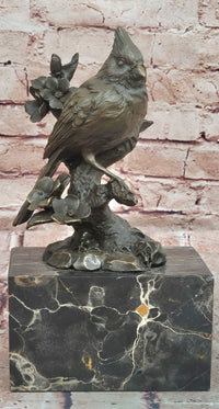 Bronze Statue Animal Sculpture Bird Desk Top Decor Marble Base Figurine