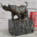 Rhinoceros Rhino Bronze Metal Sculpture Bookend Marble Base