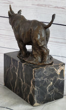 Rhinoceros Rhino Bronze Metal Sculpture Bookend Marble Base