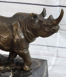 Rhinoceros Rhino Bronze Metal Sculpture Bookend Marble Base