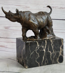 Rhinoceros Rhino Bronze Metal Sculpture Bookend Marble Base