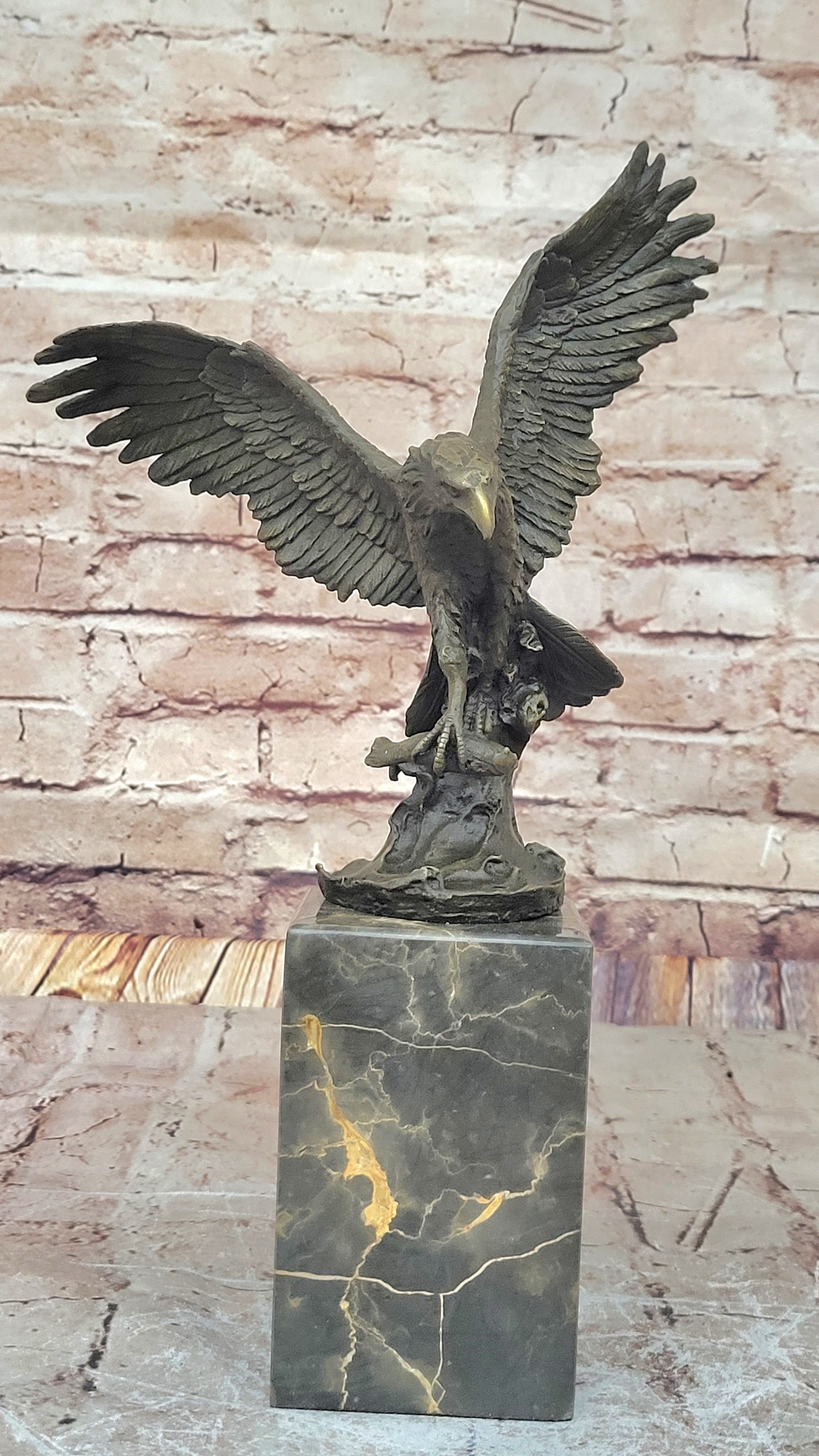 Swooping Eagle Catching Fish Hot Cast Bronze Sculpture