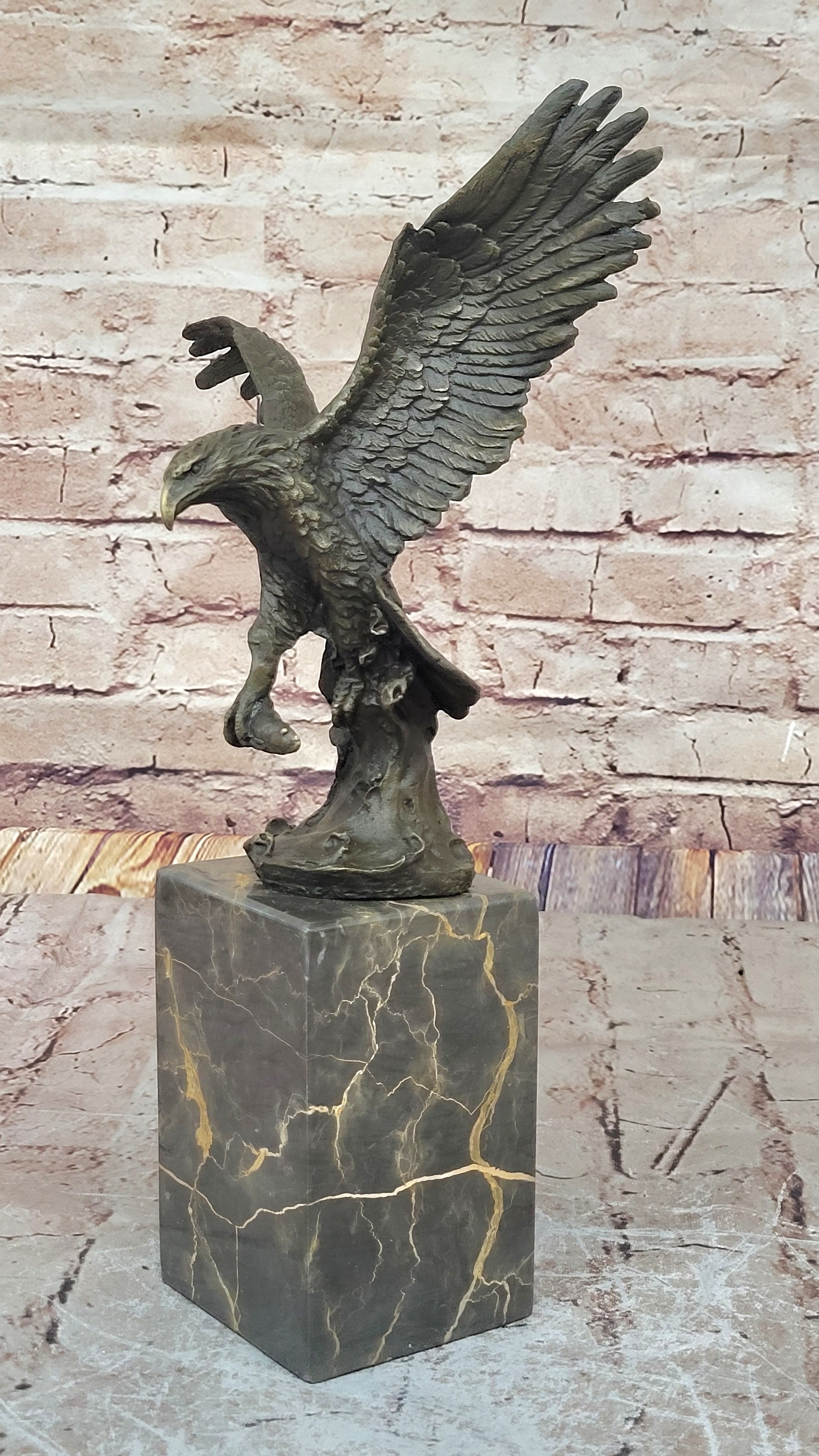 Swooping Eagle Catching Fish Hot Cast Bronze Sculpture