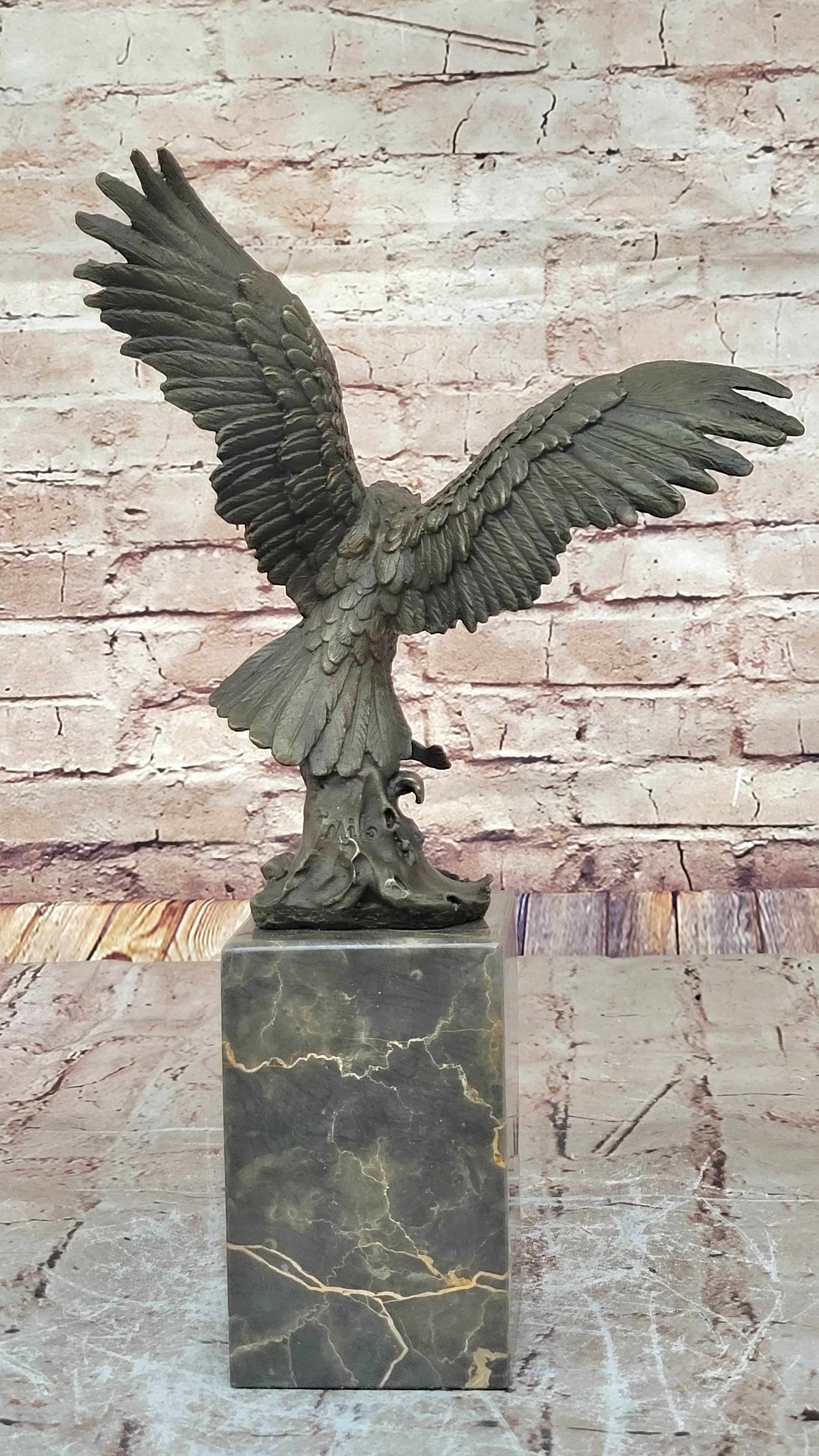 Swooping Eagle Catching Fish Hot Cast Bronze Sculpture