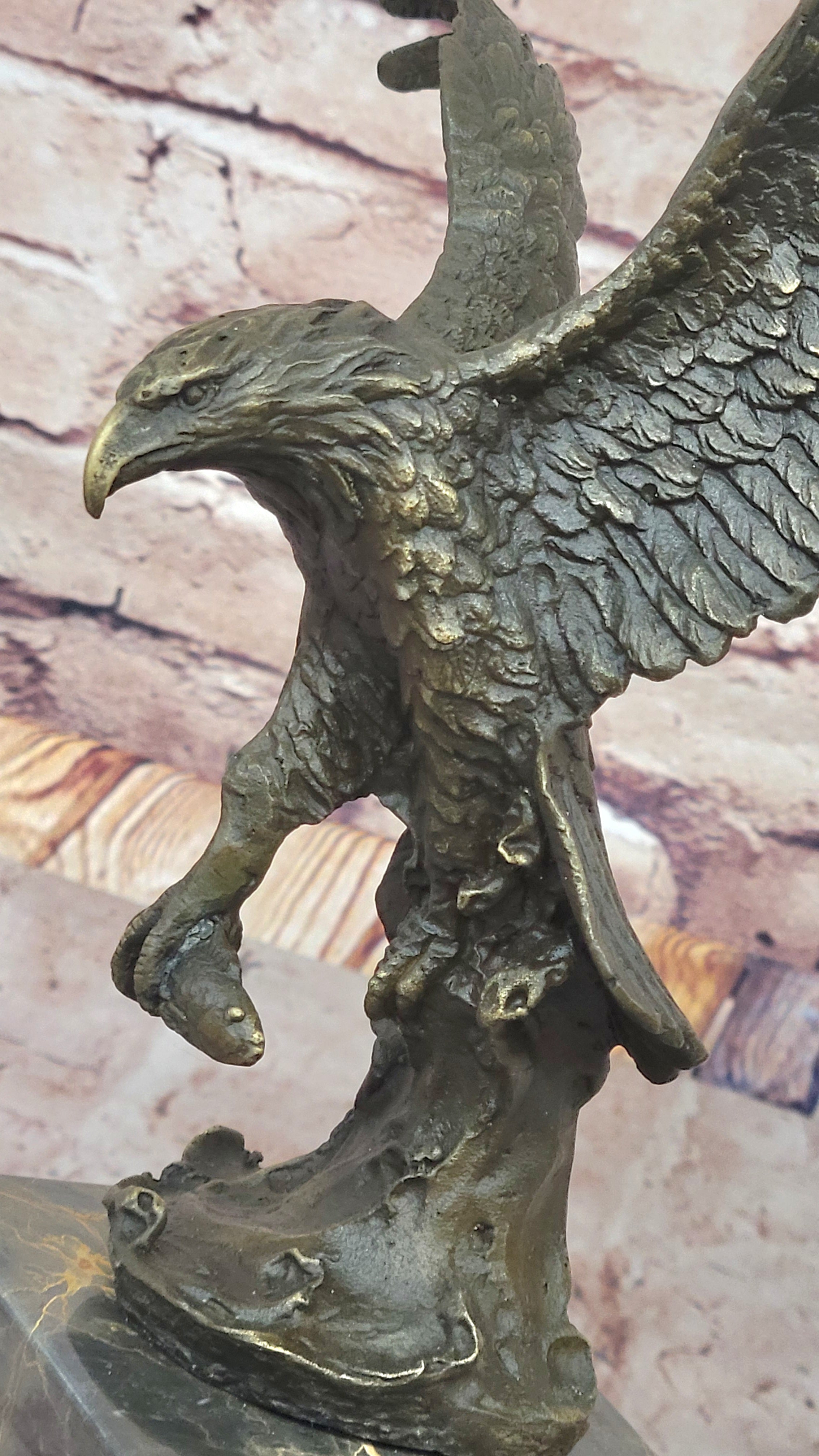 Swooping Eagle Catching Fish Hot Cast Bronze Sculpture