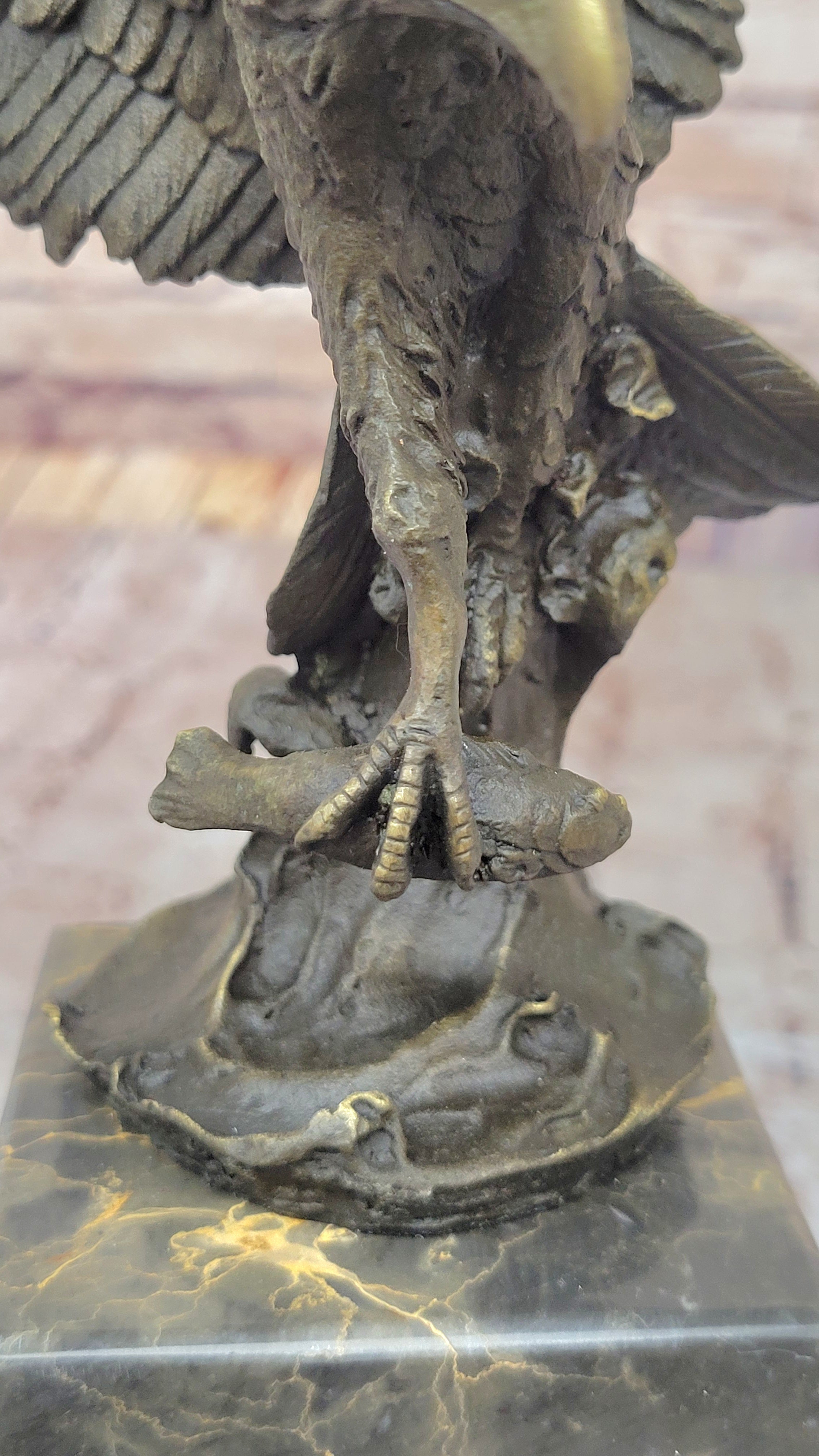 Swooping Eagle Catching Fish Hot Cast Bronze Sculpture