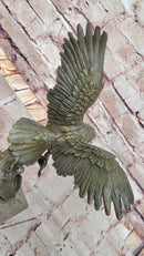 Swooping Eagle Catching Fish Hot Cast Bronze Sculpture