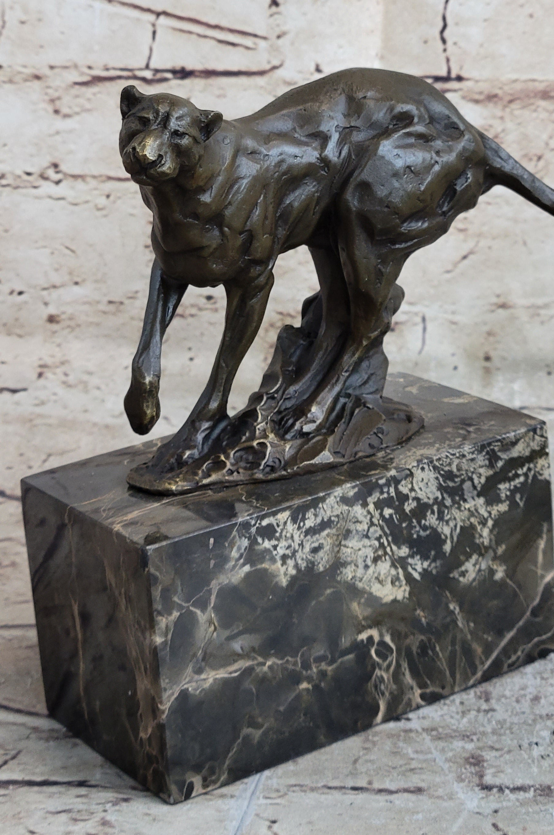 Signed Milo Panther Cougar Jaguar Bronze Sculpture