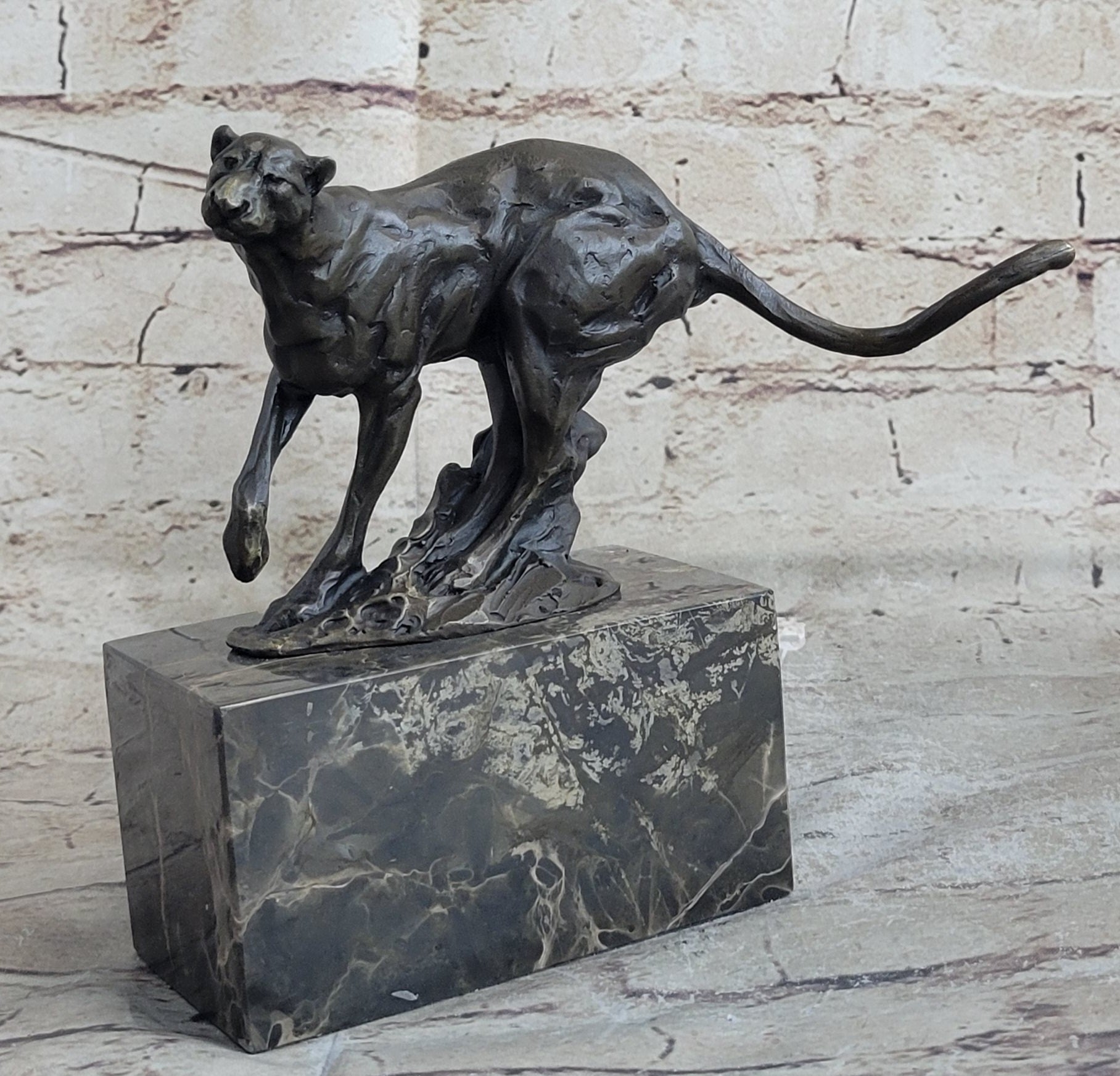 Signed Milo Panther Cougar Jaguar Bronze Sculpture