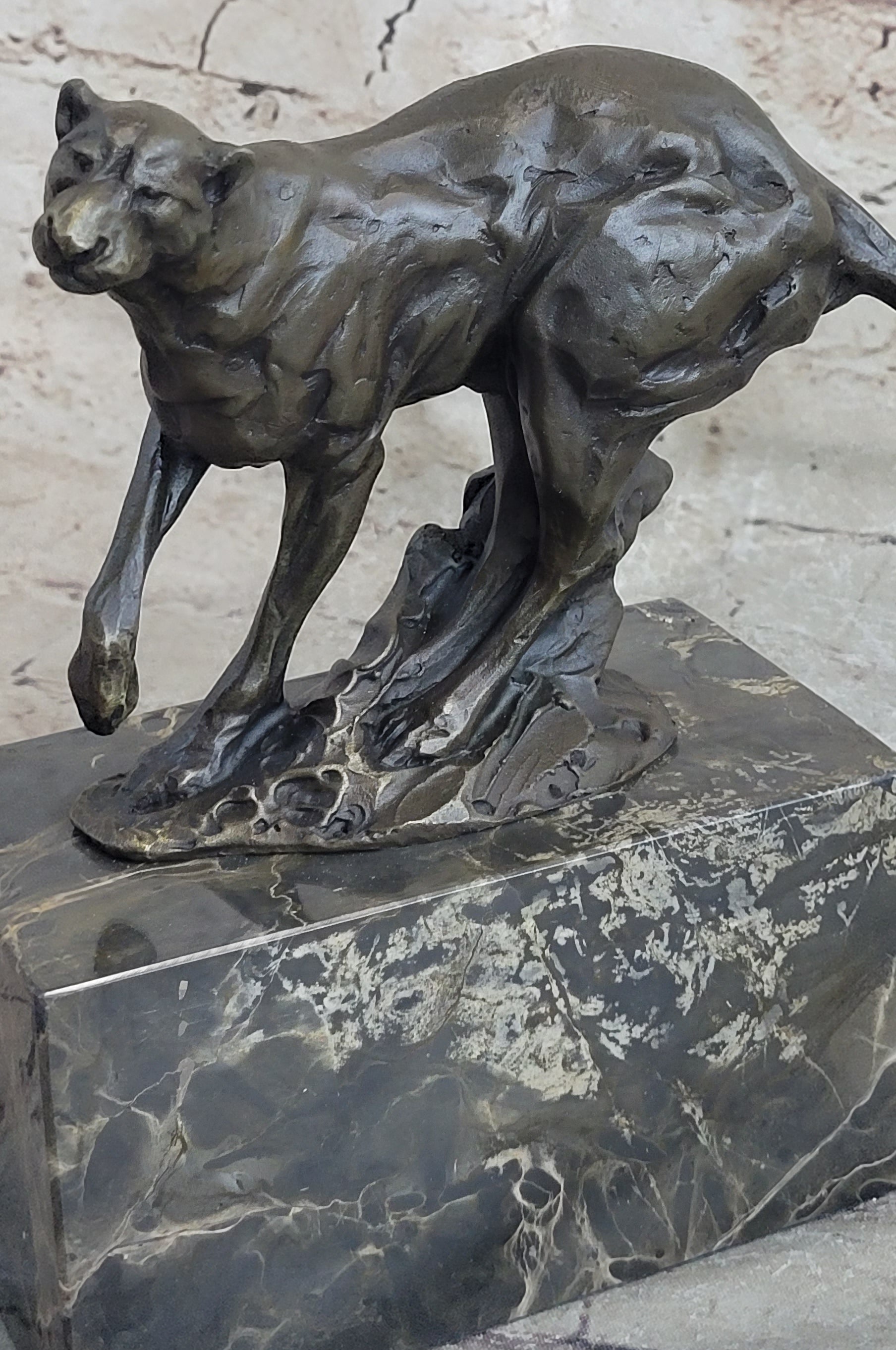 Signed Milo Panther Cougar Jaguar Bronze Sculpture