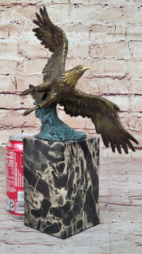 Art Deco Multi Color Patina American Bald Eagle Bronze Artwork