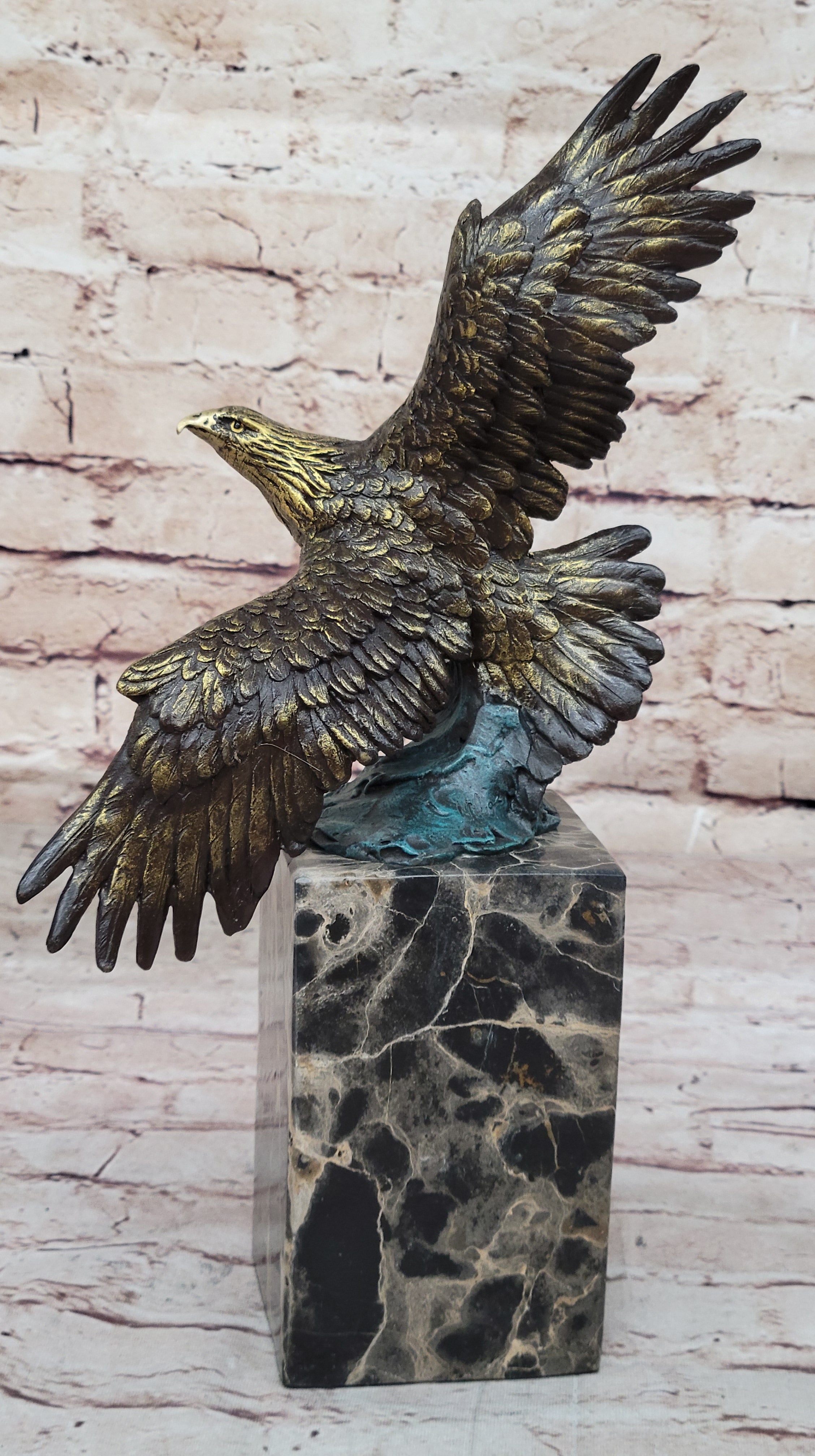 Art Deco Multi Color Patina American Bald Eagle Bronze Artwork