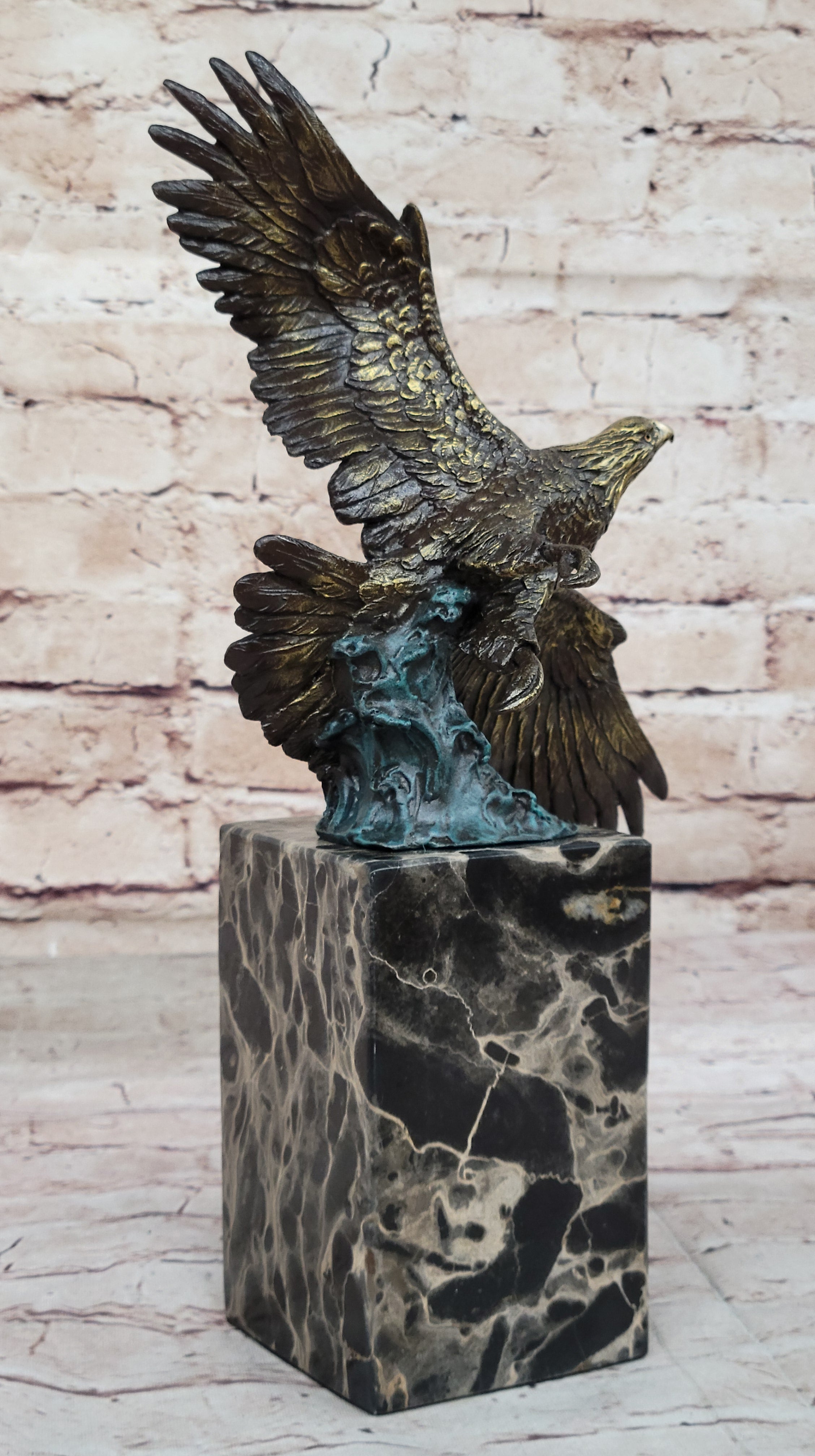 Art Deco Multi Color Patina American Bald Eagle Bronze Artwork