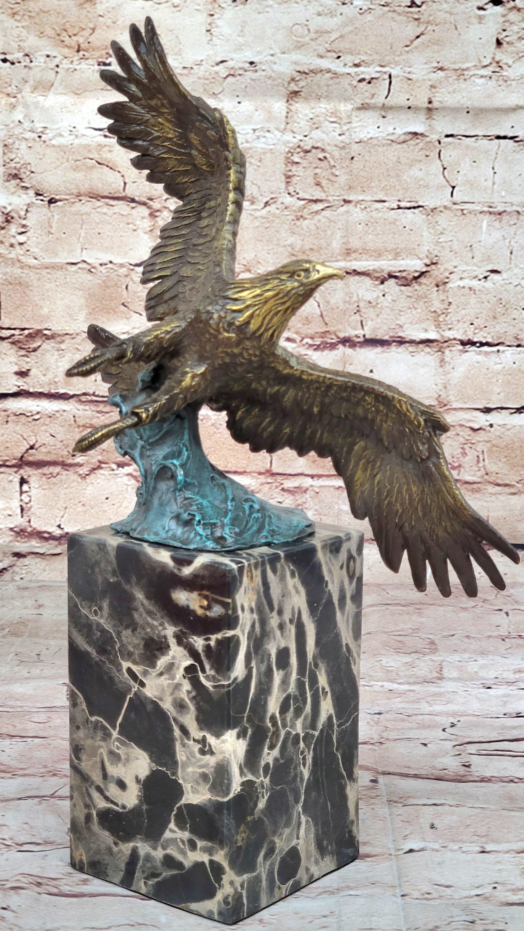 Art Deco Multi Color Patina American Bald Eagle Bronze Artwork