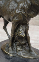 Signed Male Elk Mountain Deer Caribou Hunter Bronze Sculpture