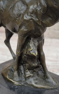 Signed Male Elk Mountain Deer Caribou Hunter Bronze Sculpture