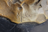 Hot Cast Bronze Bull Cattle Cow Sculpture on Marble Base