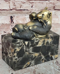 Signed Original Milo Gilded Bronze Lying Panda Statue - Realistic Animal Figurine