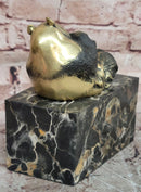 Signed Original Milo Gilded Bronze Lying Panda Statue - Realistic Animal Figurine