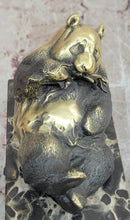 Signed Original Milo Gilded Bronze Lying Panda Statue - Realistic Animal Figurine