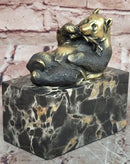 Signed Original Milo Gilded Bronze Lying Panda Statue - Realistic Animal Figurine