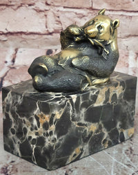 Signed Original Milo Gilded Bronze Lying Panda Statue - Realistic Animal Figurine