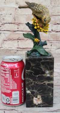 Hot Cast Bronze Sparrow Finch Yellow Bird on Marble - Milo
