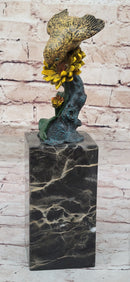 Hot Cast Bronze Sparrow Finch Yellow Bird on Marble - Milo