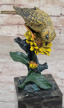 Hot Cast Bronze Sparrow Finch Yellow Bird on Marble - Milo