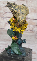 Hot Cast Bronze Sparrow Finch Yellow Bird on Marble - Milo