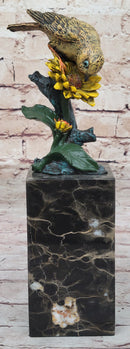 Hot Cast Bronze Sparrow Finch Yellow Bird on Marble - Milo