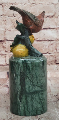Hand Made Original Milo Cardinal Sitting on Pomegranate Bronze Sculpture Bird