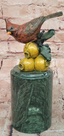 Hand Made Original Milo Cardinal Sitting on Pomegranate Bronze Sculpture Bird
