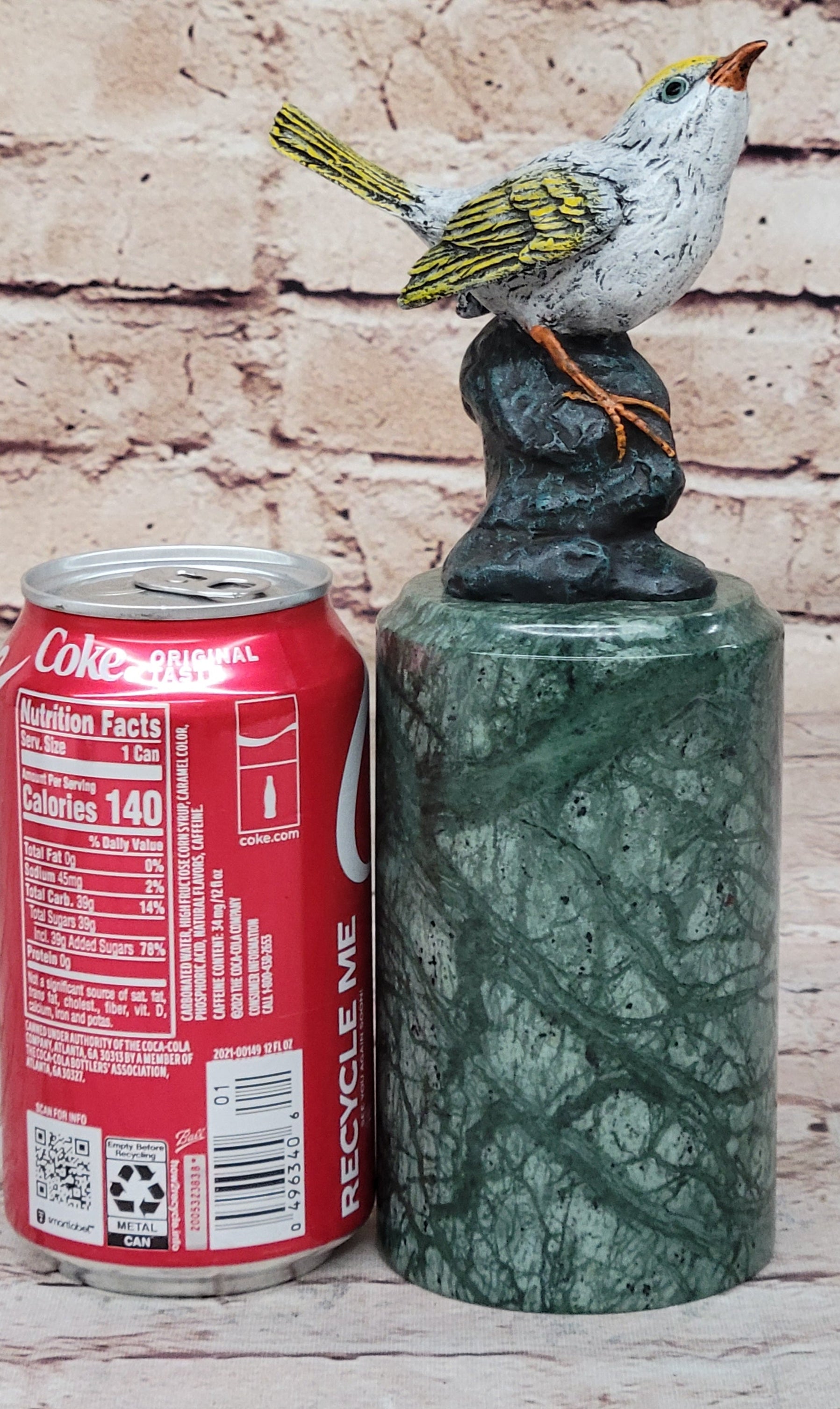 Bronze Songbird Finch on Green Marble Base by Milo