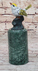 Bronze Songbird Finch on Green Marble Base by Milo