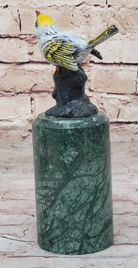 Bronze Songbird Finch on Green Marble Base by Milo