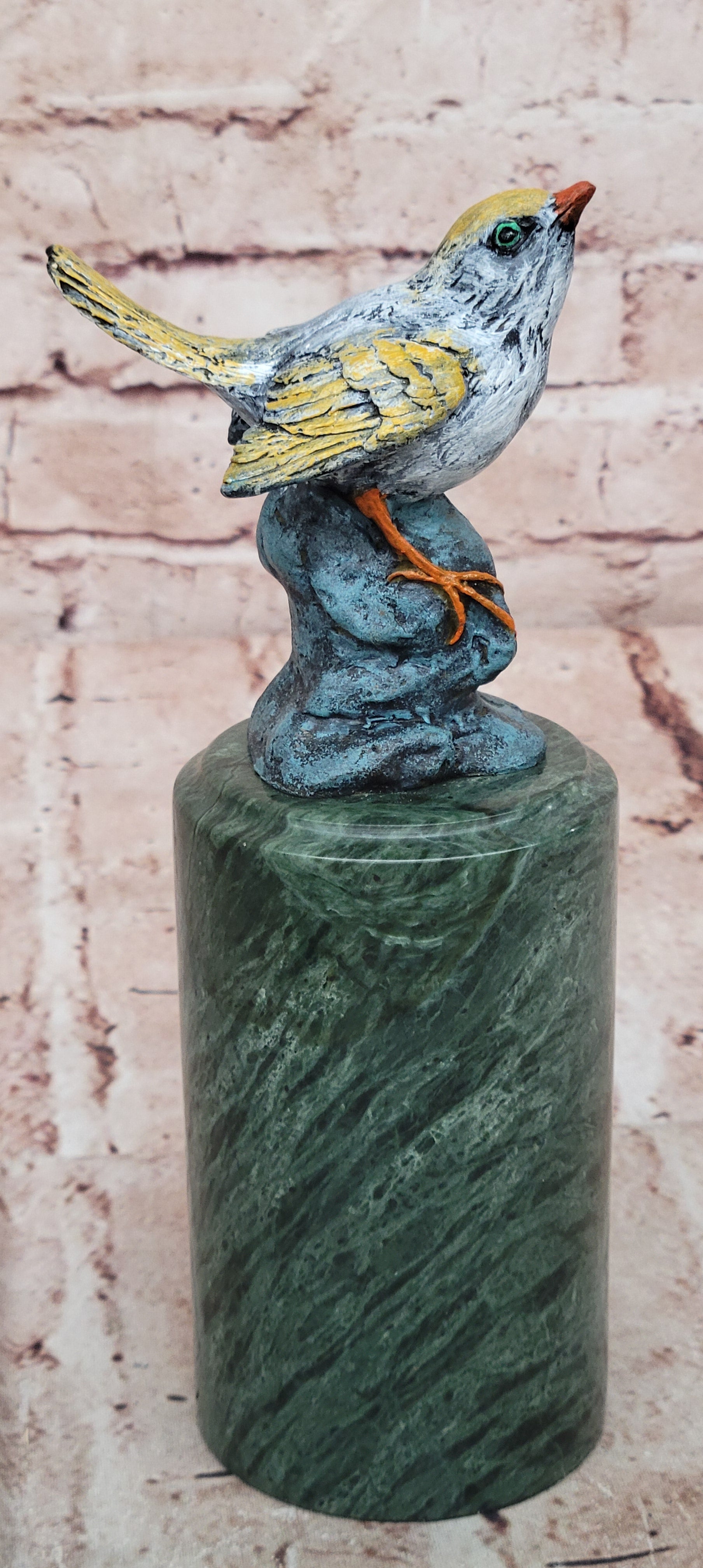 Love Birds Finial Cast Brass/Bronze OLD~ Beautiful Patina Finch Finches Pigeons