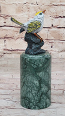 Bronze Songbird Finch on Green Marble Base by Milo
