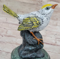 Bronze Songbird Finch on Green Marble Base by Milo