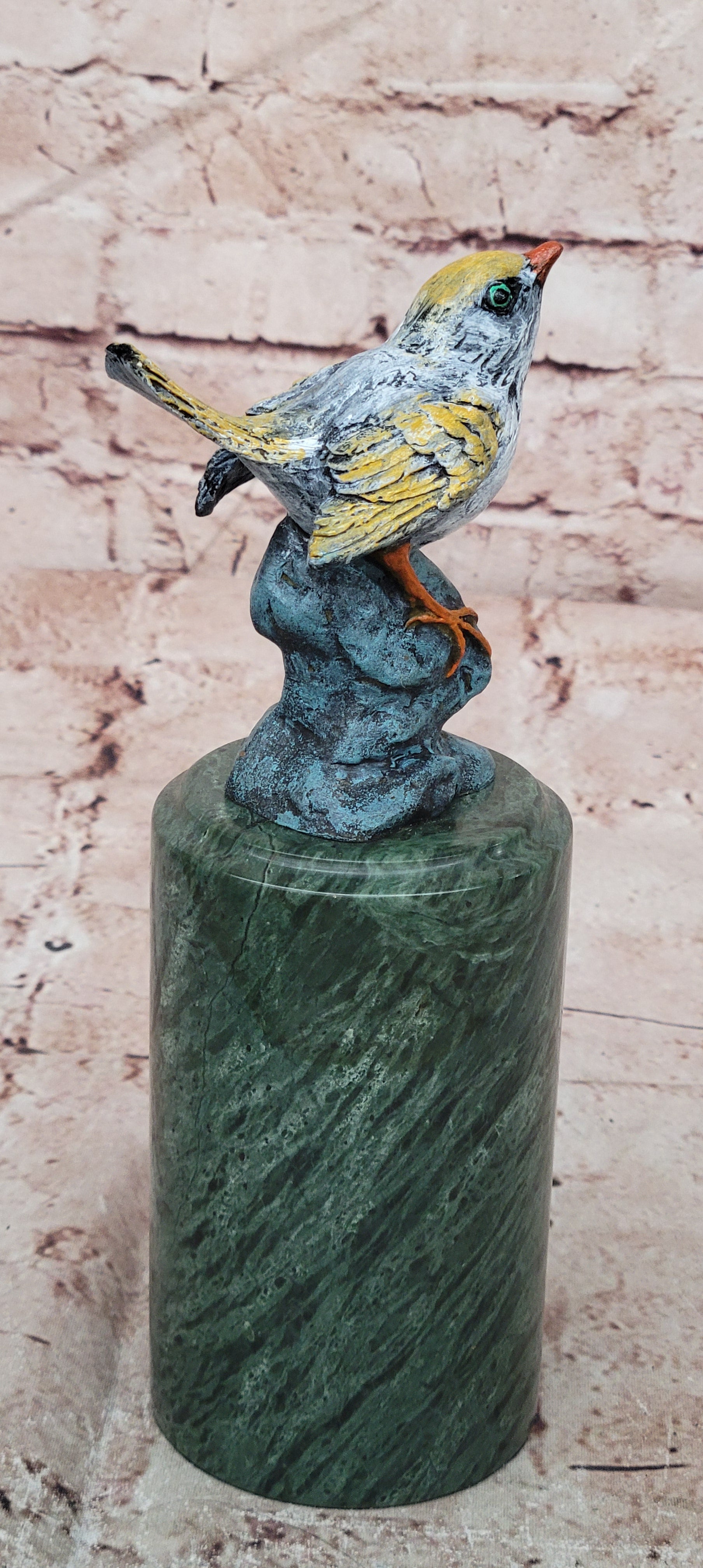 Love Birds Finial Cast Brass/Bronze OLD~ Beautiful Patina Finch Finches Pigeons