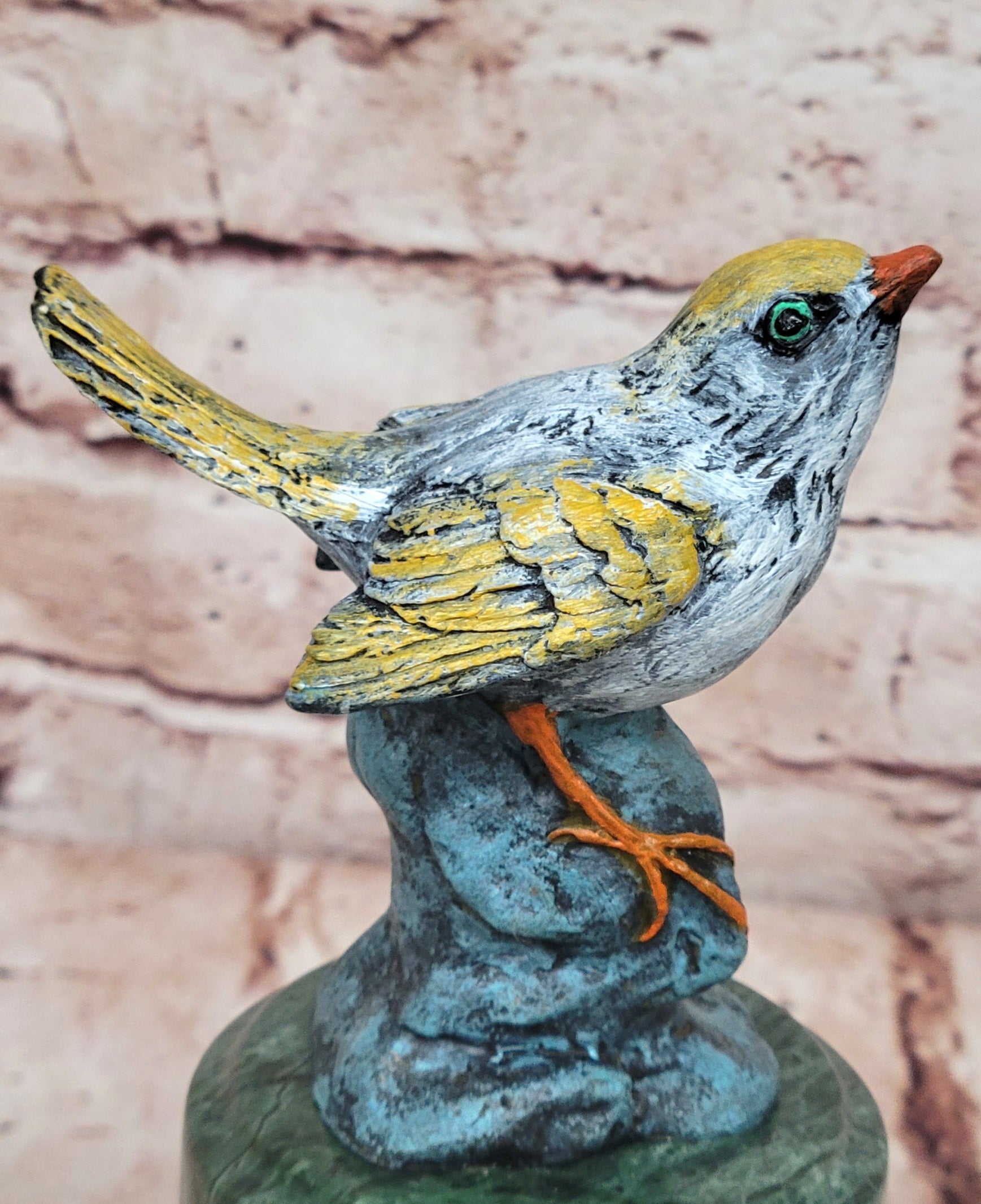 Love Birds Finial Cast Brass/Bronze OLD~ Beautiful Patina Finch Finches Pigeons